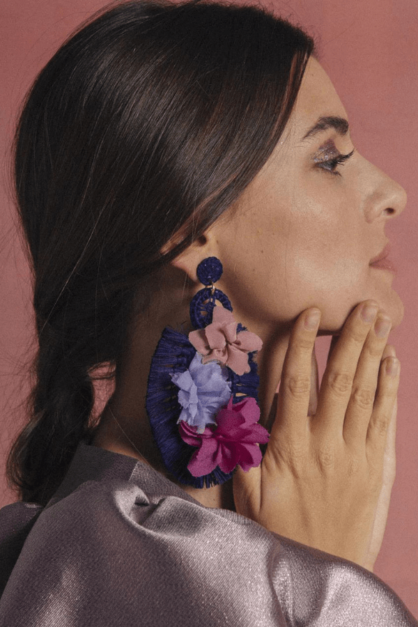 Pendientes Verbena Pipa Flores Violeta