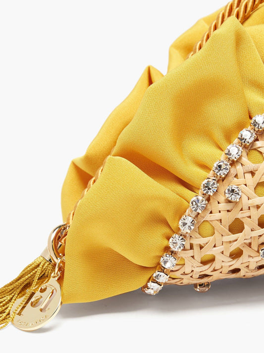 Bolso Clutch "Taco" Mimbre y Satén