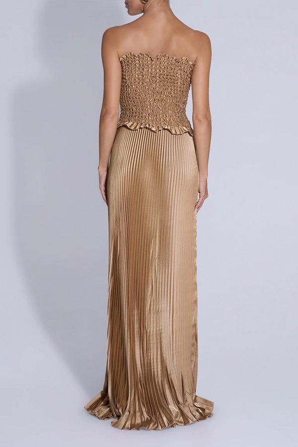 Vestido Maya Largo Plisado Desierto