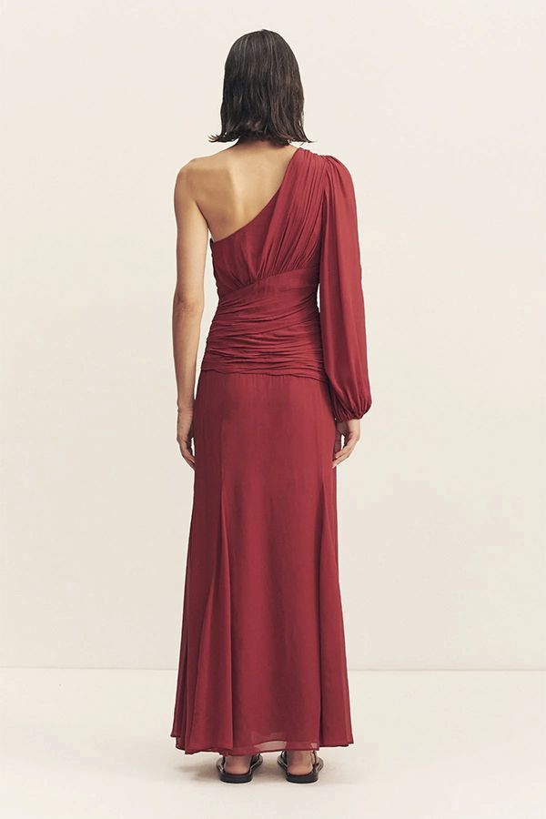 Vestido Rowe Plisado Burdeos