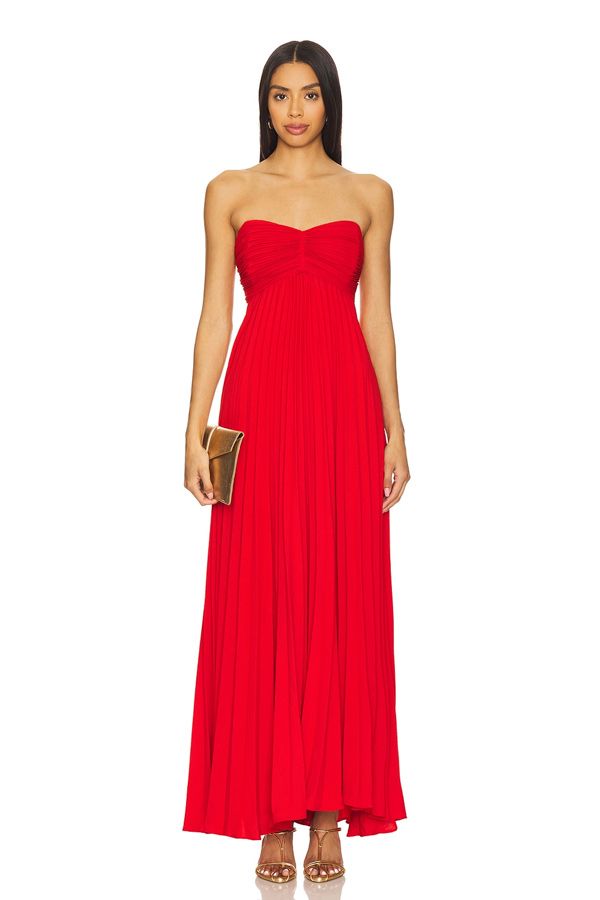 Vestido Daphne Largo Plisado Rojo
