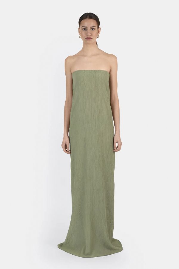 Vestido Ivy Largo con Riz Bandeau Smoke Green