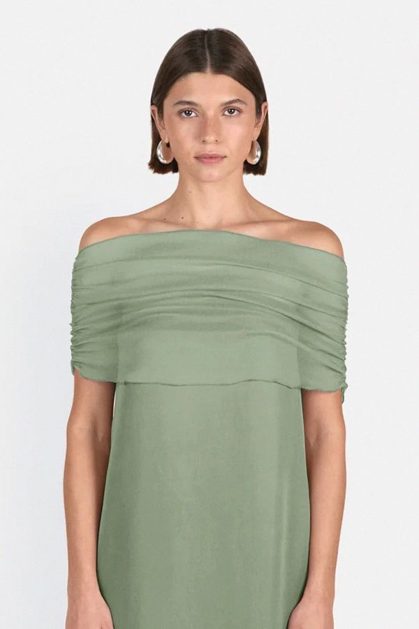 Vestido Ivy Largo con Riz Bandeau Smoke Green