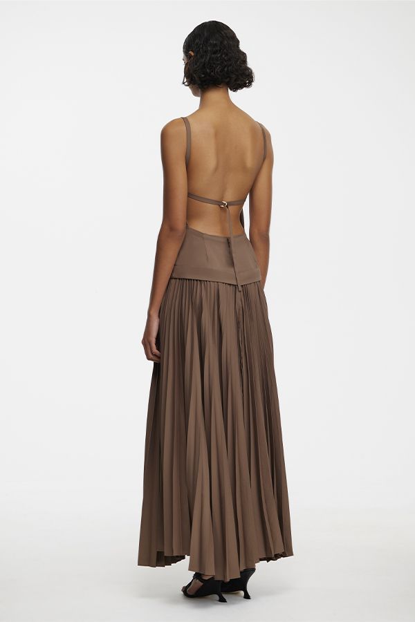 Vestido Leasgill Plisado Marron