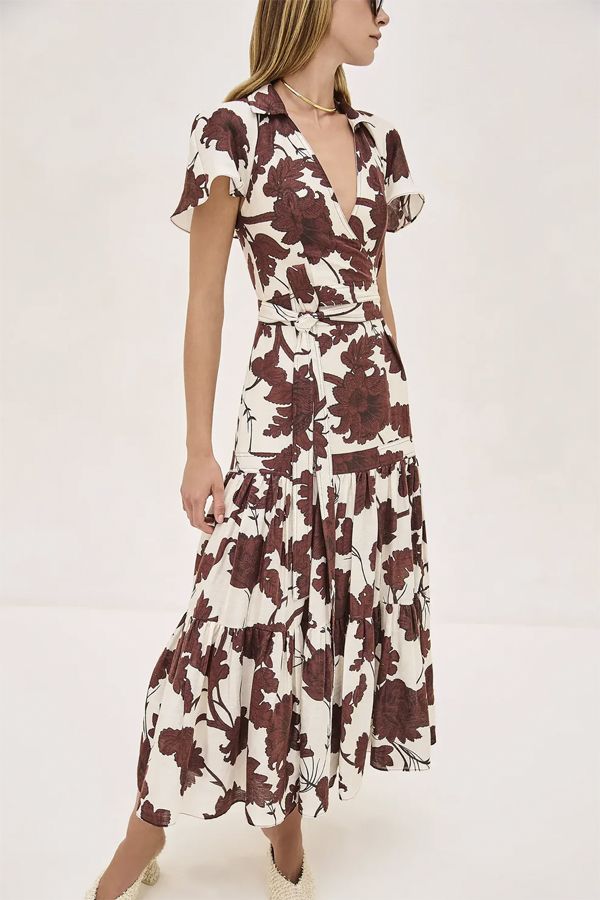 Vestido Avanna Midi Marron Estampado