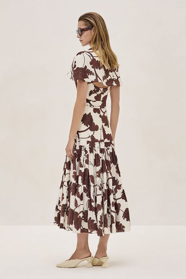 Vestido Avanna Midi Marron Estampado