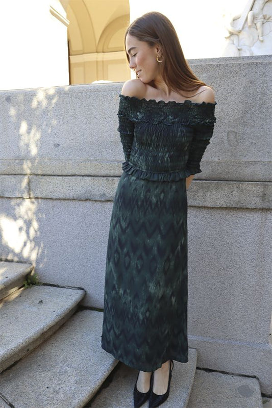 Vestido Lune Estampado Verde