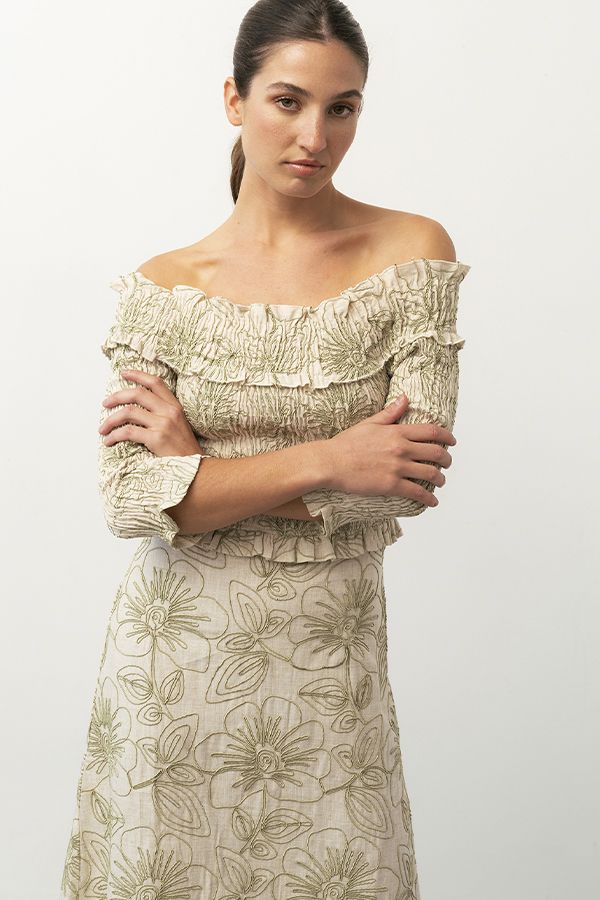 Vestido Odeon Estampado Beige