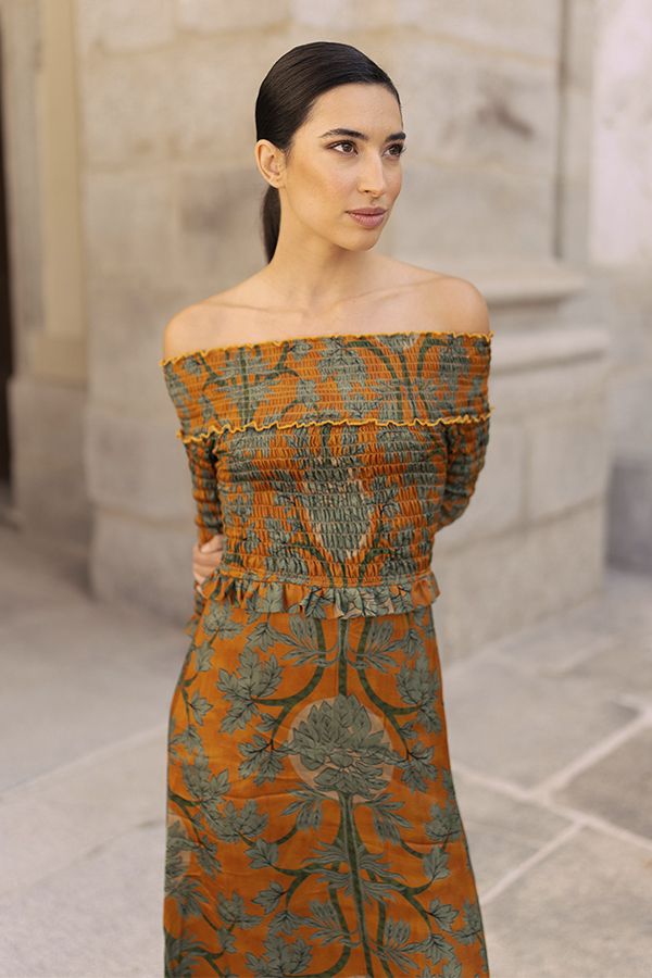 Vestido Nairobi Estampado Mostaza