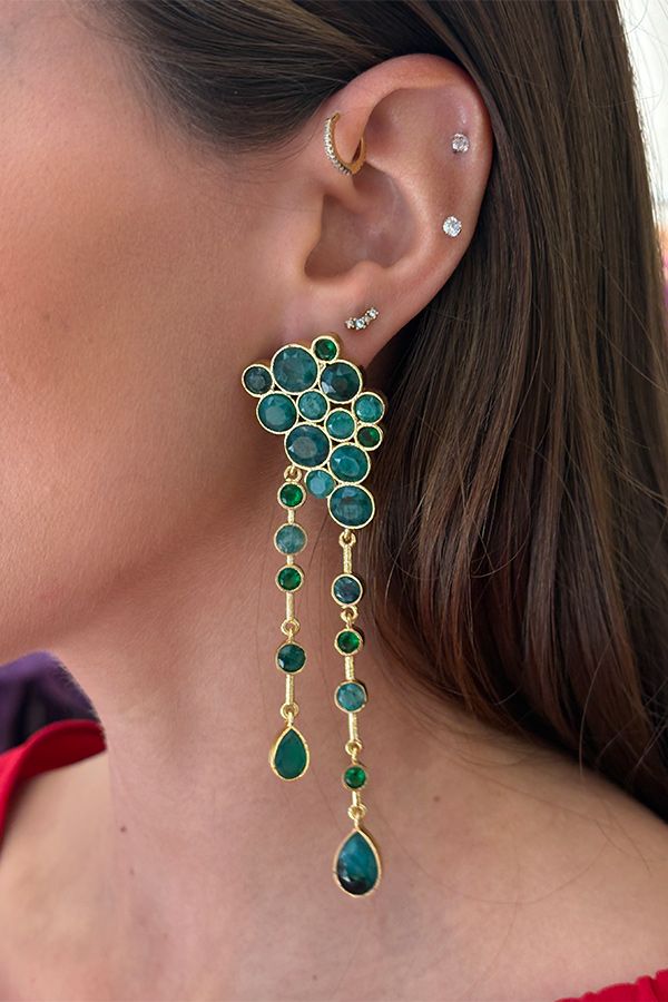 Pendientes Laxmi Hathipara Verde y Onix Verde