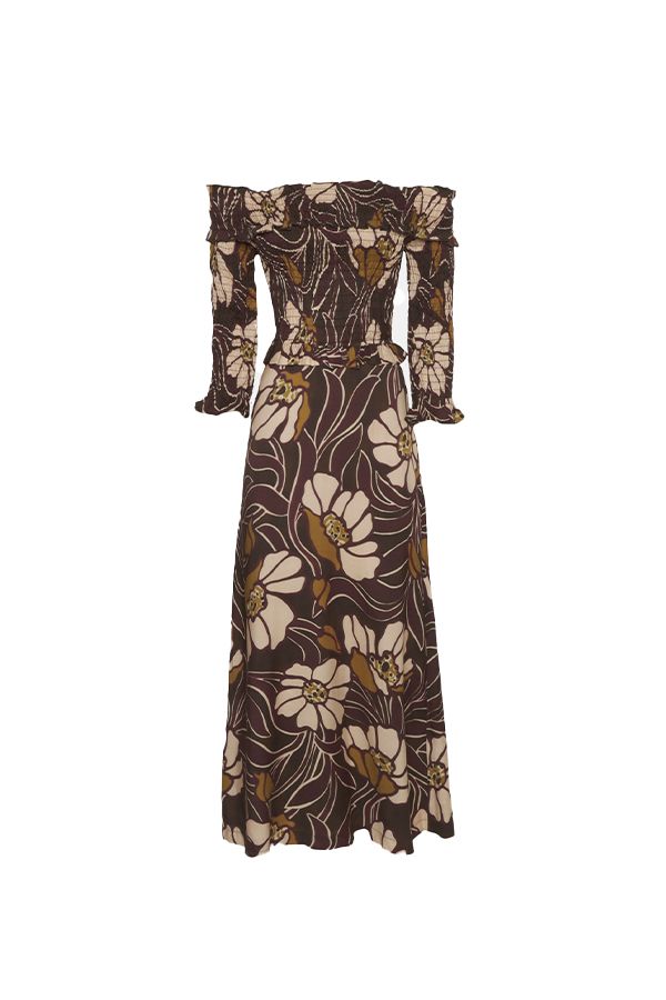 Vestido Emile Bardot Estampado Multicolor