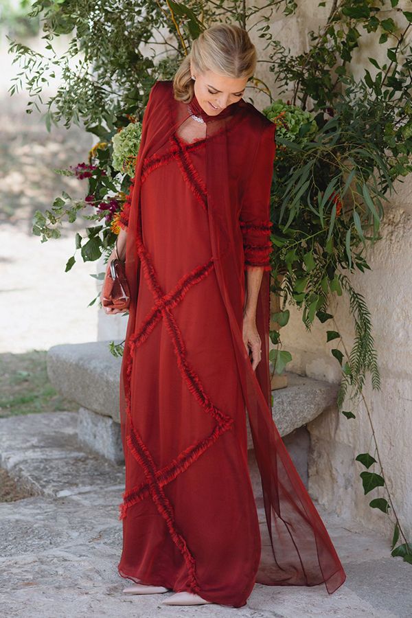 Vestido Mara Largo Granate con Chaleco