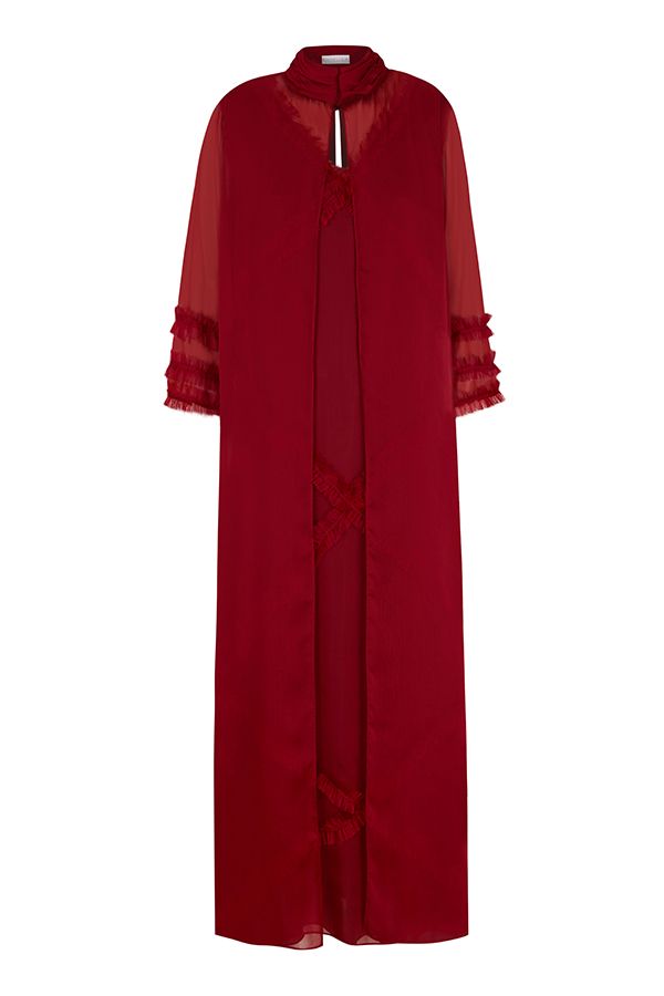 Vestido Mara Largo Granate con Chaleco