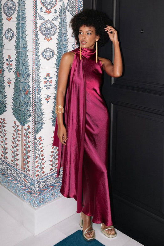 Vestido Audrey Midi Frambuesa