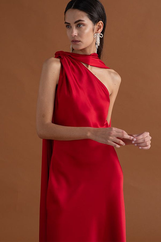 Vestido Diana Midi Pañuelo Rojo