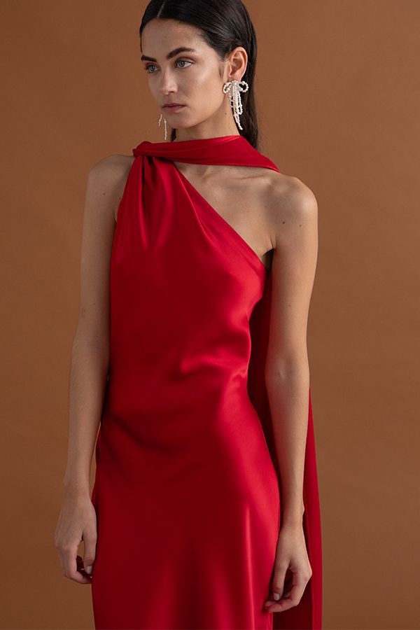 Vestido Diana Midi Pañuelo Rojo