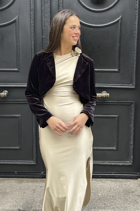 Chaqueta Corta de Terciopelo Negro