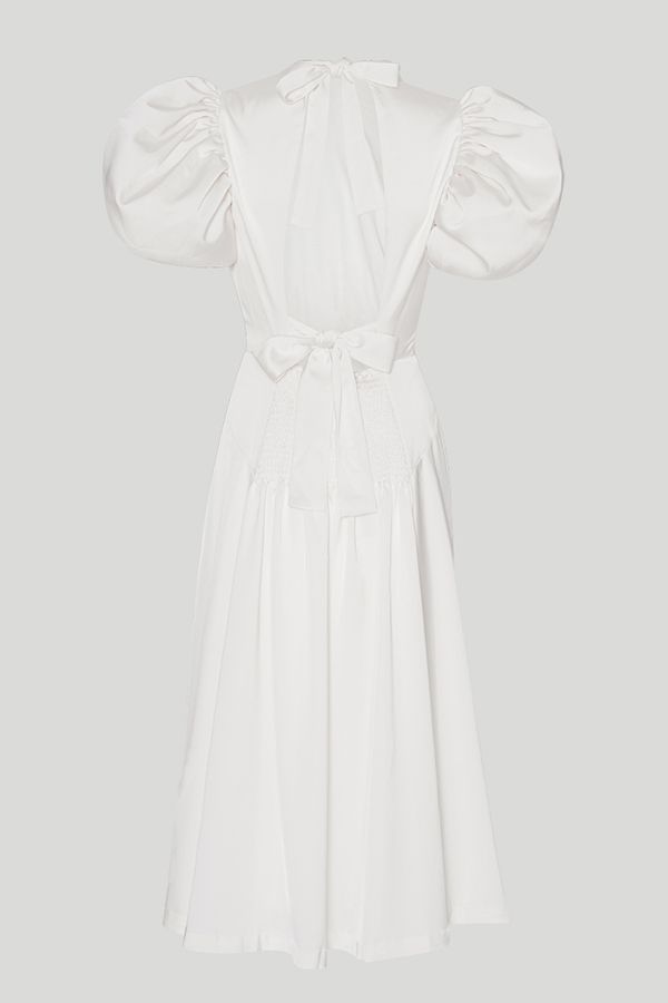 Vestido Noon Mangas Abullonadas Blanco Novia