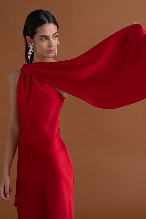 Vestido Diana Midi Pañuelo Rojo