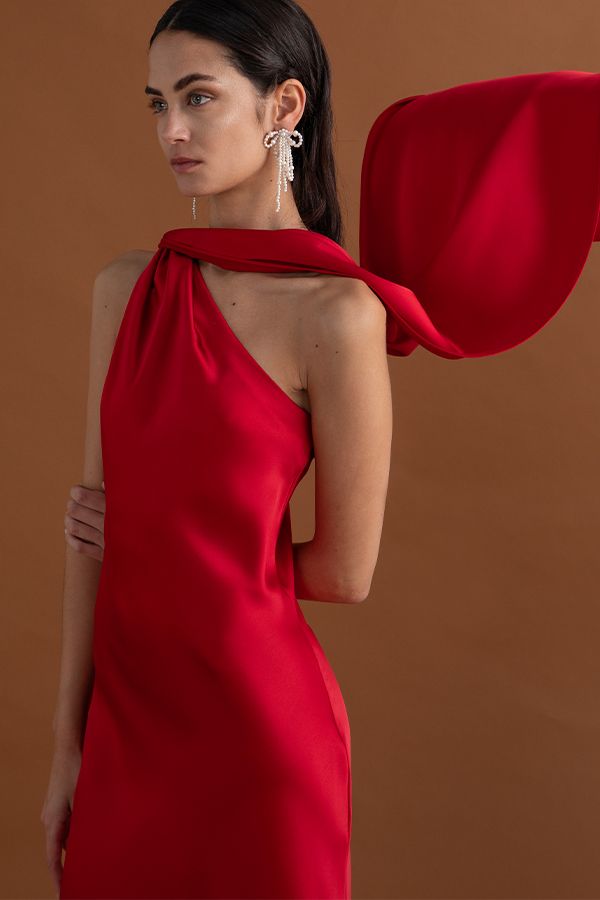 Vestido Diana Midi Pañuelo Rojo