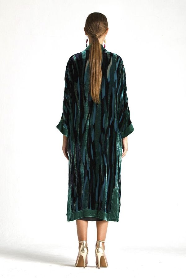Abrigo Kimono Cedro Midi Verde Esmeralda