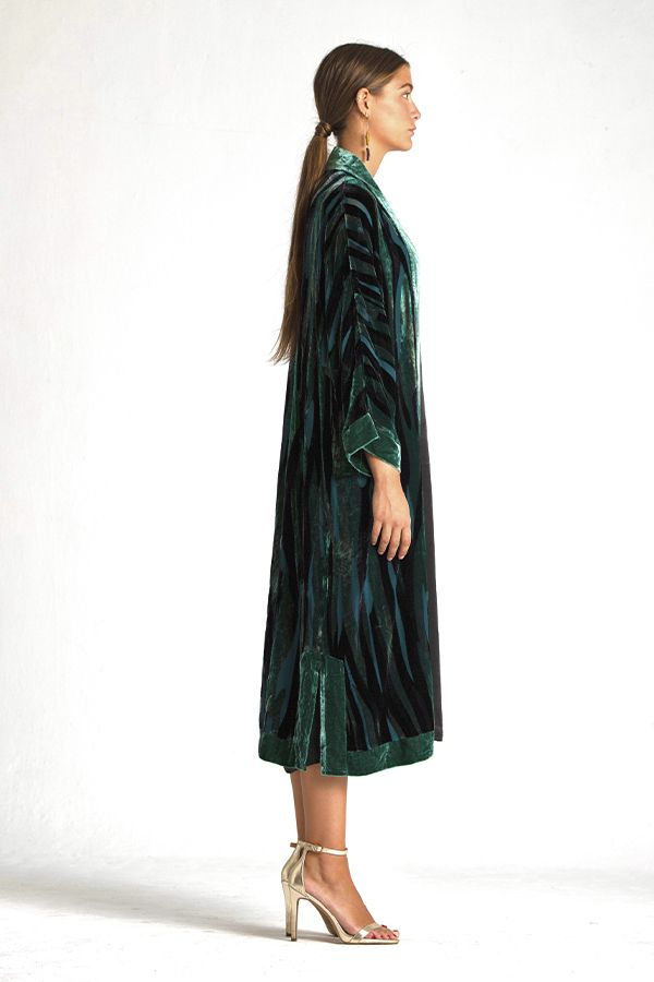 Abrigo Kimono Cedro Midi Verde Esmeralda