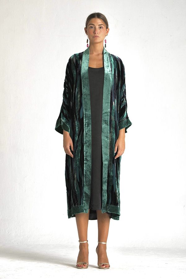 Abrigo Kimono Cedro Midi Verde Esmeralda