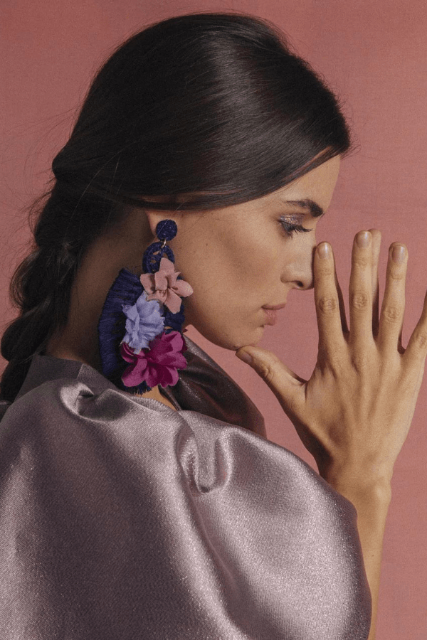 Pendientes Verbena Pipa Flores Violeta