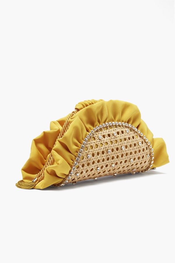 Bolso Clutch "Taco" Mimbre y Satén