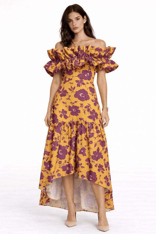 Vestido Sur Mostaza y Vino