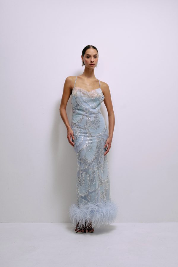 Vestido Shani Azul Pedrería