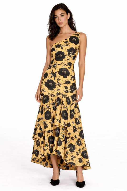 Vestido Margarita Mostaza y Negro
