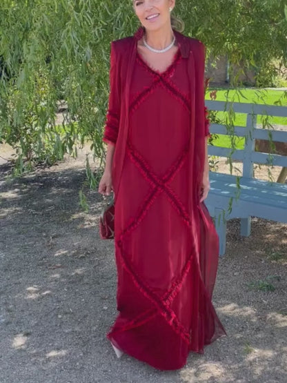 Vestido Mara Largo Buganvilla con Chaleco
